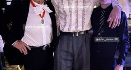 Penny Lancaster shared a sweet snap of her husband Rod Stewart and their two sons together on Saturday night