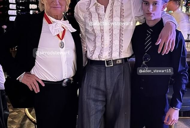 Penny Lancaster shared a sweet snap of her husband Rod Stewart and their two sons together on Saturday night