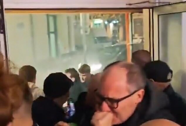A video emerged on Monday night of fans cramming into a bar, a couple of them coughing as it was suggested that Marseille fans had thrown tear gas at them and then run away
