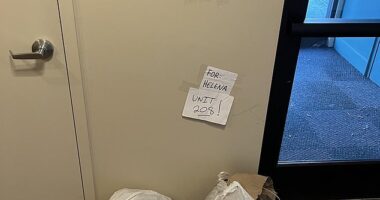 A sneaky tenant who thought she'd got away with leaving her trash around the apartment has been caught red-handed after residents uncovered a major clue in the rubbish