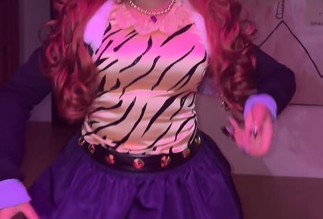 Kim Kardashian and Kanye West's daughter North, 12, who is now a TikTok star in her own right, could be glimpsed on the platform dressed as a tiger in a skirt