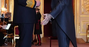 David Beckham received his knighthood for services to sport and charity from King Charles at Windsor Castle on Tuesday morning. The former footballer revealed the monarch complimented him on his suit