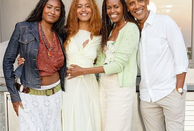 In a joint post, former President Barack Obama and former First Lady Michelle Obama shared a glowing image with their two daughters, Malia, 27, and Sasha, 24