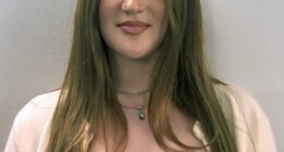 Only one in ten secondary schools make pupils hand in phones for the school day, a Department for Education survey suggests (pictured: campaigner Flossie McShea,17)