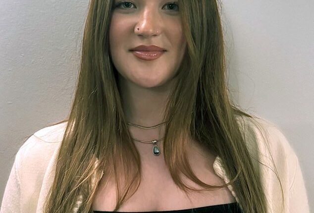 Only one in ten secondary schools make pupils hand in phones for the school day, a Department for Education survey suggests (pictured: campaigner Flossie McShea,17)