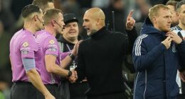Pep Guardiola went straight to the match officials after Manchester City's defeat to Newcastle