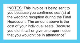 Person Gets A $240 Invoice From A Couple For Doing A “No-Show” At Their Wedding, It Sparks A Debate Online