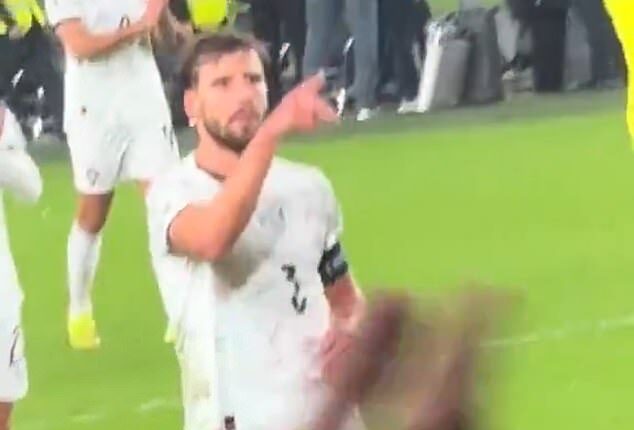 Portugal IMPLODE in Ireland: Furious Bernardo Silva and Ruben Dias clash with their own fans as boss Roberto Martinez blames opponents for Cristiano Ronaldo's violent red card