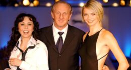 Princess Diana's former personal designer Paul Costelloe (pictured with Marie Helvin and Jodie Kidd) has died aged 80, his label has confirmed.