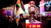 A pro-Palestine group has gatecrashed UEFA's official launch event for Euro 2028 in London