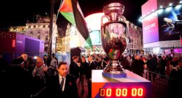 A pro-Palestine group has gatecrashed UEFA's official launch event for Euro 2028 in London