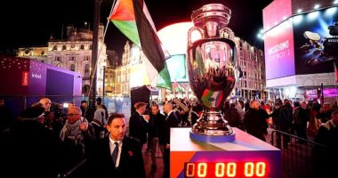 A pro-Palestine group has gatecrashed UEFA's official launch event for Euro 2028 in London
