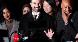 The GOP has hatched a last-ditch plan to block Zohran Mamdani from becoming New York City’s next mayor - by invoking a Civil War-era clause in the US Constitution. Pictured: Mamdani at a rally in Queens Monday night