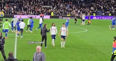 Djed Spence told Thomas Frank 'I ain't doing it... go away' as he refused his handshake