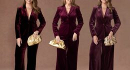 SPOT THE DUPE: One of these velvet suits is just £57, and one costs £2,480. Can you tell which is which?