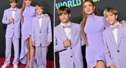 Shakira and her sons wear matching purple Stella McCartney looks for ‘Zootopia 2’ premiere in LA