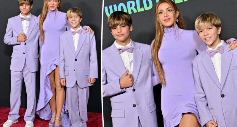 Shakira and her sons wear matching purple Stella McCartney looks for ‘Zootopia 2’ premiere in LA