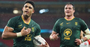 South Africa v Japan live: Score and updates as Sacha Feinberg-Mngomezulu inspiring brilliant Springboks to big lead at Wembley
