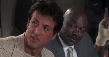 Rocky Balboa at a press conference in Rocky IV.