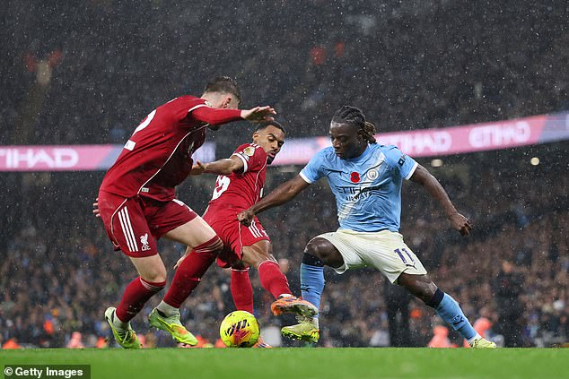 Few players carry the ball as often or as well as Jeremy Doku, who took his marker on 10 times in Manchester City's 3-0 thumping of Liverpool