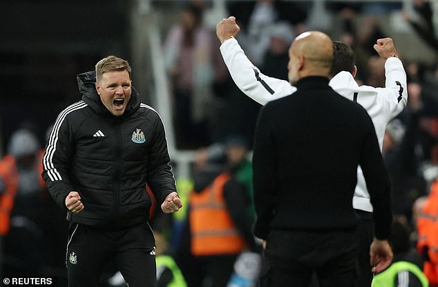 Eddie Howe achieved his first victory over Man City in 19 attempts in the Premier League