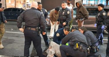 Police officers can be seen treating Kris Boyd in the street in shocking new footage