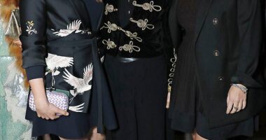 Famously close, 'the tripod' is the nickname used by Sarah Ferguson and her daughters, Princesses Beatrice and Eugenie, to describe their mutually supportive relationship. Pictured (L-R) are Beatrice, Sarah and Eugenie