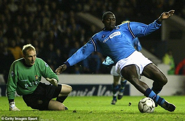 Marc-Vivien Foe in action for Manchester City. The Cameroonian died aged 28 while playing for his country against Colombia in 2003