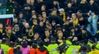 Travelling fans of Swiss side Young Boys threw punches at the police at Villa Park on Thursday