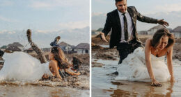 This Couple Accidentally Fell Into Mud During Their Wedding Photoshoot, And Here Are The Results