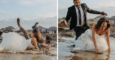 This Couple Accidentally Fell Into Mud During Their Wedding Photoshoot, And Here Are The Results