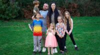 Lisa White with her partner Dave and their 5 children: Teddie(3), Bonnie(4), Arlo (6), Marley (9) and Leila (10)