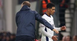 Jude Bellingham was not pleased at being substituted during England's win against Albania