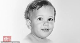 The black and white image, taken from a recent documentary, shows a little boy named Robert Prevost who would one day become Pope Leo XIV