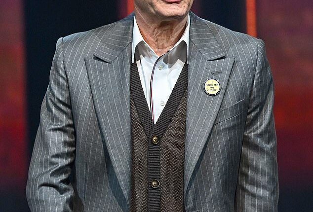 Tom Hanks, 69 played leading man Bert Allenberry, in the opening night of This World of Tomorrow at The Shed in New York