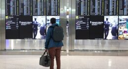 Major delays are still plaguing US airports as the government shutdown rages on, with thousands of travelers hit with major delays. A ground-stop has been issued for Newark Liberty International Airport (pictured) in New Jersey, impacting hundreds of flights Sunday