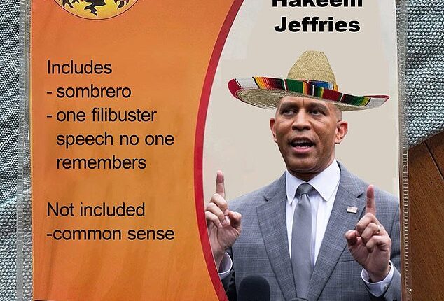 The White House posted this image of a Hakeem Jeffries Spirit Halloween costume which includes a sombrero but no 'common sense'