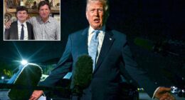 Donald Trump snapped at a reporter on Sunday evening who pressed him for defending Tucker Carlson following his controversial interview with Nick Fuentes. Carlson and Fuentes sat down for an interview published in October where the right-wing firebrands discussed US-Israel relations. Fuentes, 27, is infamous for making anti-Semitic remarks, including joking about the Holocaust. The interview, which has since garnered over 18 million views on X, set off a firestorm among conservative leadership , leading many Republican lawmakers to denounce Carlson for 'platforming' Fuentes.