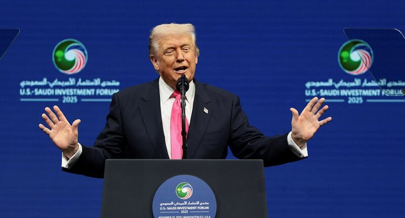 Donald Trump was received by a fawning crowd as he joked with Saudi business and political leaders about how they don't have ' transgender' or 'liberal' people in their country on Wednesday. The president laughed boisterously from the stage at the US-Saudi Investment Forum as he insisted Crown Prince Mohammed bin Salman's people wouldn't believe the 'woke' things that happen in America. But Trump also bragged that the concept of 'woke' is 'virtually illegal' in the US after he got back into office for a second term.