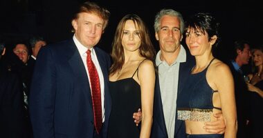 President Donald Trump has signed a bill to release every single Jeffrey Epstein while delivering a scathing warning that the 'hoax' will backfire on Democrats. Pictured: Donald Trump with Melania, Jeffrey Epstein and British socialite Ghislaine Maxwell at the Mar-a-Lago Club, February 12, 2000