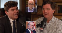 Tucker Carlson invoked the wrath of conservative influencers and commentators after he interviewed his most controversial guest to date, Nick Fuentes. Fuentes, a controversial figure on the right, is infamous for his views on race and gender. The 27-year-old political commentator routinely promotes anti-Israel rhetoric and has made anti-Semitic statements in the past — including comparing the Holocaust to baking cookies. The former Fox News host sat down in an interview published on Monday night with Fuentes, who also has a proclivity for bashing Israel.