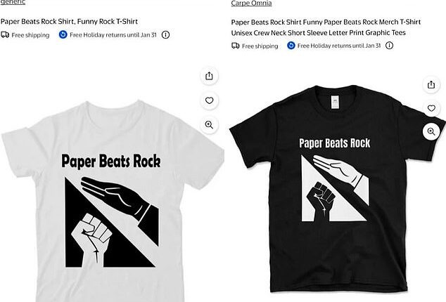 Walmart have pulled the controversial 'Paper Beats Rock' shirts from their website after facing criticism that the graphics appeared to show a Nazi salute