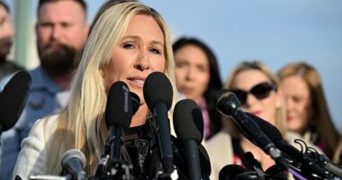 Marjorie Taylor Greene, seen in Washington, DC, last week, announced she will quit in January