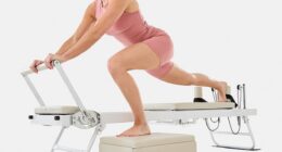 Pilates Reformer Machine ($229): Returning in a new tan and white colourway, it includes multiple resistance levels to suit your fitness needs, folds flat for easy storage with wheels for quick and easy moving and includes a Pilates box for more exercises