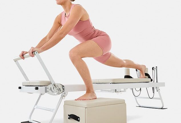 Pilates Reformer Machine ($229): Returning in a new tan and white colourway, it includes multiple resistance levels to suit your fitness needs, folds flat for easy storage with wheels for quick and easy moving and includes a Pilates box for more exercises