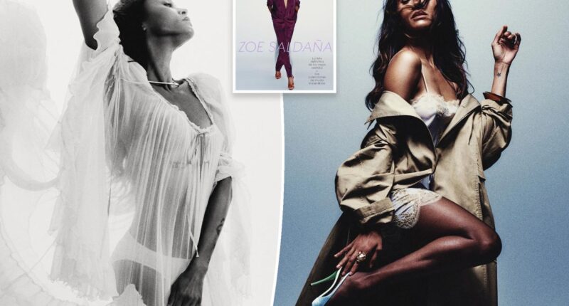 Zoe Saldaña models sheer dress and tiny thong for Vogue Mexico