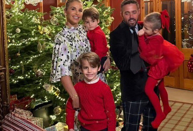Vogue Williams and Spencer Matthews have sold their £4.25million Battersea apartment and bought their 'forever' home in London; pictured with their children Theodore, seven, Gigi, five, and Otto, three