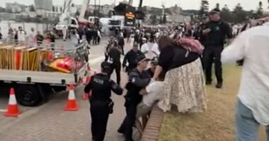 A man was told to leave Bondi Beach after running towards Prime Minister Anthony Albanese and screaming 'blood on your hands'