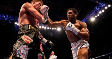 LONDON, ENGLAND - SEPTEMBER 22:  Anthony Joshua and Alexander Povetkin trade punches during the IBF, WBA Super, WBO & IBO World Heavyweight Championship title fight between Anthony Joshua and Alexander Povetkin at Wembley Stadium on September 22, 2018 in London, England. (Photo by Richard Heathcote/Getty Images) Two-time World Heavyweight Champion Anthony Joshua To Fight YouTube Star Jake Paul.