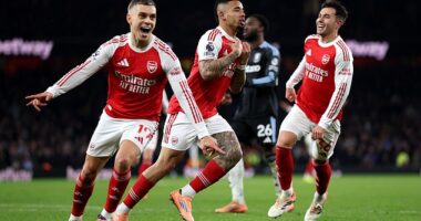 Arsenal will head into 2026 five points clear at the top of the league after beating Aston Villa